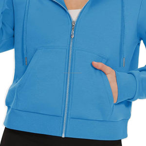 Muy bien hecho Slim Fit Zip-Up Streetwear Jogging sudadera para mujer Color sólido manga larga Sudadera con capucha lentejuelas decoración frontal - Product Image 5