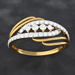 Modern Statement <b>Ring</b> with Designer <b>Split</b> Shank and Multi-Row Round-Cut Diamonds for Bridal - Product Image 6