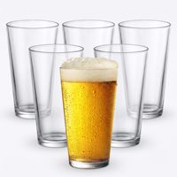 Verre à bière classique transparent de 16 oz avec logo personnalisé, résistant au lave-vaisselle, pour bar, pub, restaurant, eau, jus