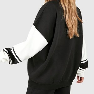 Women Sports <b>Velour</b> <b>Sweatshirt</b> Cotton Blend Solid Front Puff Sleeve Crew Neck Casual Wear OEM ODM Wholesale Factory Manufacturer - Product Image 4