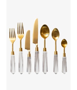 Juego de Cubiertos de Lujo Dorados con Mangos de Resina Verde, Acabado Espejo, Estilo Americano, Diseño Moderno para Vajilla de Boda, Marca Shah - Product Image 5