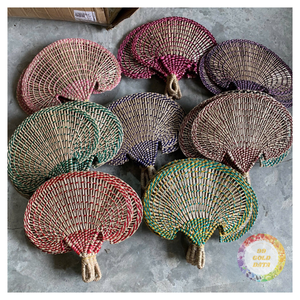 Handmade <b>Bamboo</b> Woven Fan Traditional Purple White Pattern Souvenir <b>Craft</b> Decorative Fan - CARYLN - Product Image 6