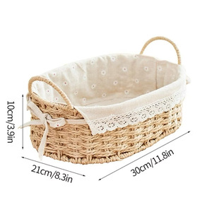 Cesta de Almacenamiento de Mimbre con Forro de Algodón de 26 cm, Organizador Rectangular de Estilo Clásico para Ordenar el Dormitorio - Product Image 2