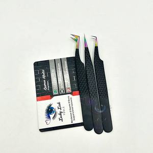 Extensions de cils Volume russe personnalisé noir mat pince à épiler multi-pointes en acier inoxydable durable cils pointus incurvés - Product Image 2