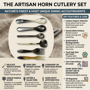 Eco Friendly Horn Cutlery Sets Bulk Handmade Natural Dinnerware Fork Spoon Knife 10ml <b>Gold</b> Plated Mirror Kitchen Dining - Product Image 6