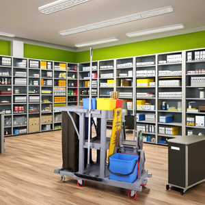 Carrito de Limpieza Resistente KC Green de 3 Estantes con 4 Ruedas Giratorias con Freno, Capacidad de 300 lb, Diseño Abierto - Product Image 1