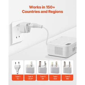 Adattatore da viaggio portatile con 2 porte USB-C da 220V a 110V convertitore di tensione Step Down - Product Image 2