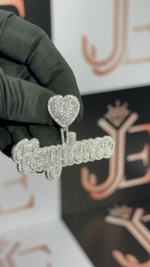 Colgante de Letra con Nombre, Joyería Hip Hop Popular, con Moissanita y Diamantes, Joyería Fina Hecha a Mano con Plata de Ley 925 - Product Image 2