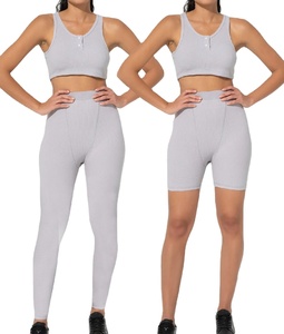 Ensemble de vêtements de sport pour femmes personnalisé, ensemble de yoga uni, soutien-gorge de sport à cordon de serrage, leggings, deux pièces, vêtements de fitness, vêtements de sport pour la salle de sport - Product Image 5