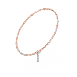 14K Rose Gold Lab Grown Diamond Oval Cut Vintage Y-Drop Y-Shape Queens <b>Charm</b> Drop Necklace - Product Image 2