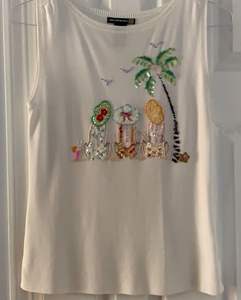 Casual Geometric Embroidered Poplin Crop <b>Top</b> with Buttons Short Tank <b>Top</b> for Spring & Autumn Season - Product Image 1