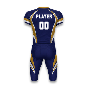 Custom Men's <b>Padded</b> American Football jersey and Pants Blue Gold White Sublimated Athletic Fit Elastic Waist All Seasons - Product Image 2