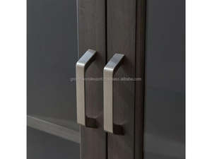 Moderno Mueble de Almacenamiento de Madera Maciza con Doble Puerta y Vidrio, Hecho a Mano en Rajasthan, para Sala de Estar - Product Image 6