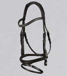 Brida de cuero negro de alta calidad personalizada para caballo inglés con diadema de cristal y diamantes de imitación, brida acolchada para doma, cabezales ecuestres - Product Image 2