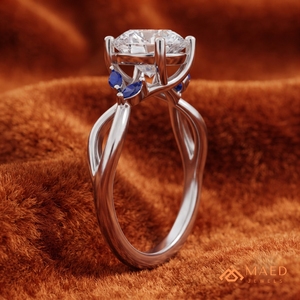 Bague en Moissanite Coupe Ronde, Bijou en Argent pour Femme, Pierre Verte, Motif Feuille, Cadeau de Mariage et Fiançailles, Bijoux Tendance, Élégance - Product Image 2