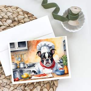 Whimsical Boston Terrier the Chef A7 Tarjetas de felicitación Paquete de 8 tarjetas de nota en blanco con sobres Tamaño 5x7 - Product Image 2