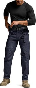 Pantalon cargo tactique bleu marine pour homme, taille haute, plusieurs poches, séchage rapide, style vêtements de travail en toile, pantalon d'extérieur pour le printemps - Product Image 6