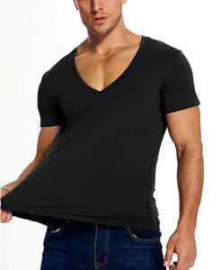 Camiseta elegante unisex al por mayor OEM de alta calidad con cuello en V, impresión de logotipo personalizada, camiseta lisa de algodón con cuello en V para hombre - Product Image 6