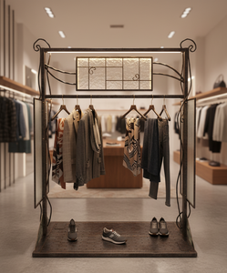 Modern Freestanding Metal Garment <b>Rack</b> With LED Lighting Powder Coated Finish For Indoor Apparel Display - Product Image 4