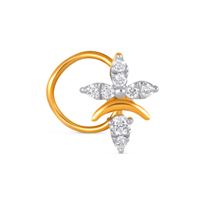 GLEAMORA ENTERPRISE Flower Shape Lab Grown Diamond <b>Nose</b> Pin 14K <b>Gold</b> Plated Luxury <b>Stud</b> Women's Everyday Wear Claw Setting - Product Image 1