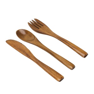 Utensilios de Cocina Estilo Japonés, Tenedor de Madera Natural para Servir Ensaladas, Vajilla para Mesa de Comedor, Utensilios para la Cena - Product Image 2