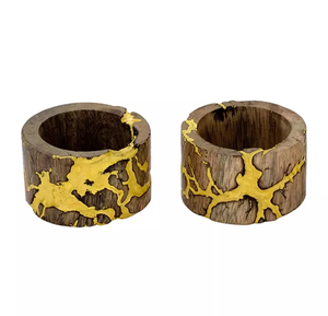 Anillo para Servilletas de Resina Epoxi y Madera, Color Amarillo Resina, Anillo para Servilletas de Madera de Acacia Hecho a Mano de Alta Calidad, Gran Venta - Product Image 1