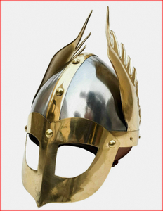 Casco Vikingo con Alas de Latón, Casco de Armadura Normanda de Acero, Casco Vikingo de Armadura de Latón, Casco de Soldadura Metálica, Armadura de Acero Soldada - Product Image 5