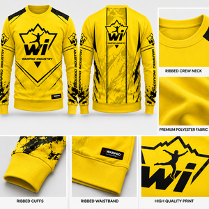 Sudadera de Cuello Redondo con Estampado de Sublimación Amarillo para Hombre, Marca Warpro Industry, Corte Regular, Ropa Casual de Otoño - Product Image 6