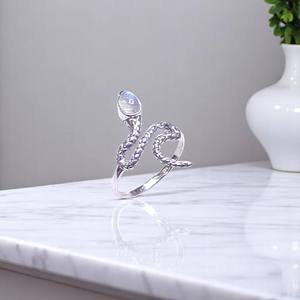 Bague Serpent en Argent Sterling 925 avec Pierre Précieuse, Polissage Brillant, Faite à la Main, Design Unique, Prix de Gros, Bijoux en Argent - Product Image 3