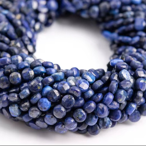 4x2MM <b>Lapis</b> <b>Lazuli</b> Beads Faceted Flat Round Button Genuine Natural Gemstone Loose Beads Bulk Lot Options - Product Image 1