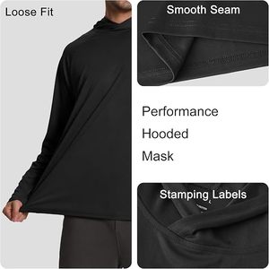 Sudadera con Capucha para Hombre, Manga Larga, Color Sólido, Secado Rápido, Corte Ajustado, Informal, Otoño, Spandex, Poliéster, Diseño de Malla Tejida - Product Image 4