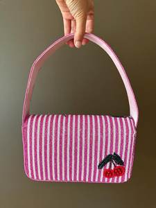 Bolso de mano tipo clutch tejido con cuentas estilo bohemio para Cherry, hecho a mano, ecológico, ligero, para bodas y eventos nocturnos - Product Image 3