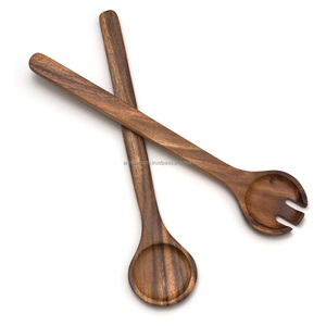 Juego de Servidores de Ensalada de Madera de Acacia con Mango Largo, Ecológico, Apto para Lavavajillas, Microondas y Horno, Utensilios Populares para Ensaladas - Product Image 1