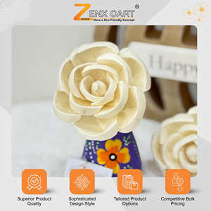 Offre incroyable sur des fleurs artificielles en bois de Sola de qualité supérieure, disponibles en tailles 6/8/10 cm, pour la décoration de Noël à la maison, provenant d'un fournisseur indien. - Product Image 2