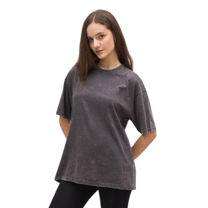 T-shirt oversize délavé à l'acide pour femme, en coton, style streetwear décontracté, fournisseur d'usine OEM pour marque privée, t-shirt femme délavé à l'acide - Product Image 2