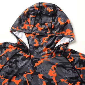 Sweat à capuche de pêche pour homme imprimé par sublimation, léger, protection solaire avec masque facial détachable, chemise de sport d'extérieur OEM - Product Image 4