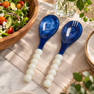 Fabricant de serveurs à salade en résine effet marbre blanc faits à la main |   Cuillères de service personnalisées en gros OEM ODM en vrac - Product Image 6