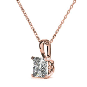 Collier pendentif halo en or blanc 18 carats massif avec diamant de laboratoire taille princesse, bijoux raffinés pour mariée et tenue de mariage - Product Image 3
