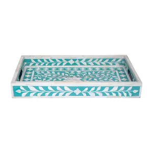 Bandeja de artesanía con incrustaciones de resina de hueso rectangular de tamaño personalizado moderno, pieza de declaración versátil de primavera, festivales de boda interiores - Product Image 4