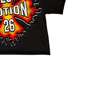 T-shirt noir à manches courtes avec imprimé motif flamme, coupe classique, col rond, style streetwear, jersey en coton pour homme - Product Image 3