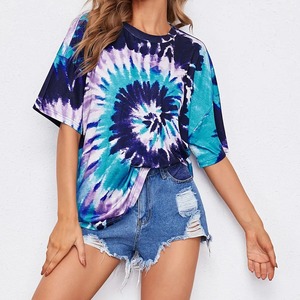 Camiseta Vintage para Mujer con Logotipo Personalizado, Tie Dye, 100% Algodón/Seda/Lino, Ecológica, Anti-UV, Transpirable, de Secado Rápido, Manga Corta, para Verano - Product Image 5