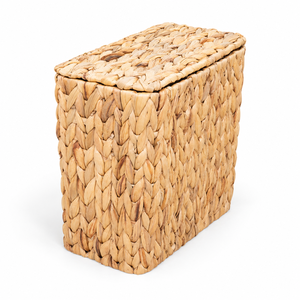 Customizable Handwoven Eco-Friendly Water Hyacinth Rectangular Waste <b>Bin</b> <b>Lid</b> Plastic Inner Bucket for Home Decor <b>Bathroom</b> - Product Image 1