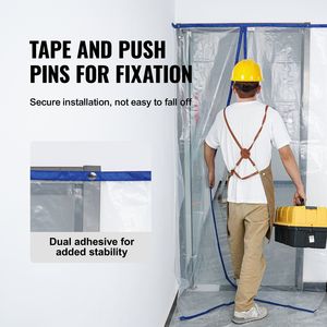 8.5X5 Ft riutilizzabile chiusura automatica magnetica cerniera PE costruzione porta Kit barriera antipolvere per soggiorno barriera del suono - Product Image 5