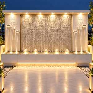 Fontaine d'eau murale extérieure en pierre Bouddha, grande statue de méditation lumineuse, finition polie, design élégant - Product Image 4