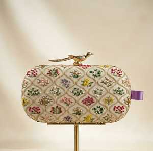 Handmade Floral Embroidery Clutch Bag Women Indian Ethnic Evening Party <b>Wedding</b> Purse - Product Image 5