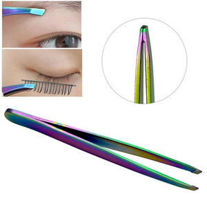 1pc Silver Eyebrow Tweezer Flat Tip Eyelash Extension Tweezers Stainless Steel Brow Hair Remove Trimming Clips Makeup Tools - Product Image 3