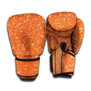 Gants de boxe orange à paillettes, à enfiler, avec impression par sublimation sur le poignet, pour entraînement de kickboxing adulte - Product Image 5