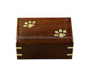 Brass Paaw Print Funeral Wooden Urn Box for Pet <b>Ashes</b> Wood Cremation Urns for Cat and <b>Dog</b> <b>Ashes</b> <b>Keepsake</b> Urns - Product Image 1