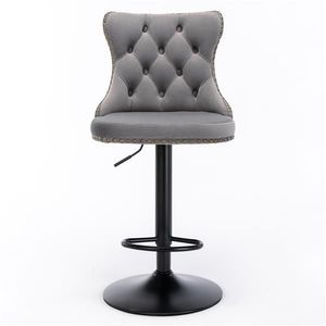 Modern Upholstered <b>Bar</b> <b>Stools</b> with Swivel Seat 25-33 Inch <b>Adjustable</b> Height 17.7 Inch Base Velvet Finish Furniture - Product Image 3