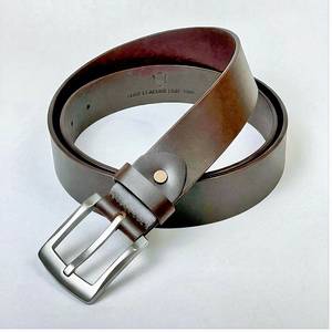 Ceinture formelle en cuir véritable au meilleur prix, couleur unie, boucle à ardillon en cuir de vachette, argentée, rectangulaire, durable, pour homme - Product Image 1